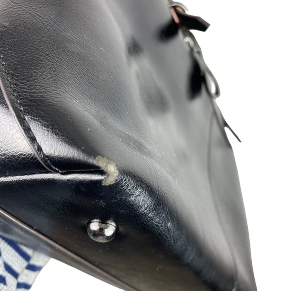 Kattee | Black Faux Leather Double Handle Tote Bag - Picture 6 of 10